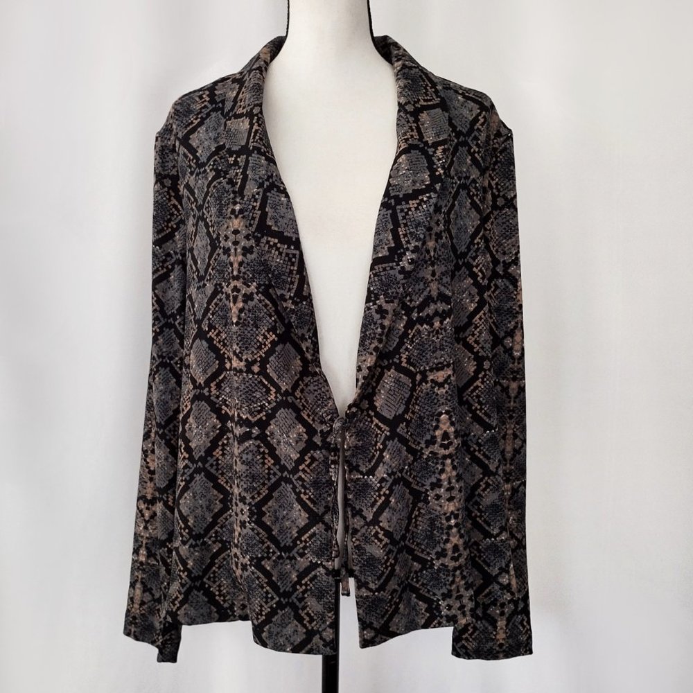 Scoop Nyc Reptile Print Open Front Light Jacket - image 1